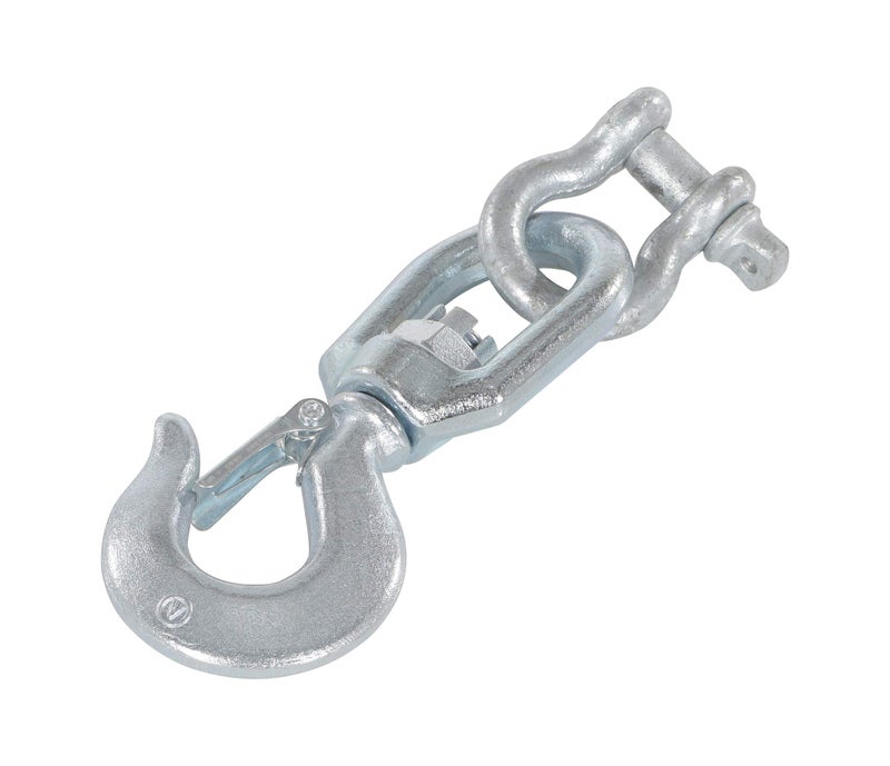 Vestil HOOK-S-4 Steel Swivel Hook with Shackle 4,000 Lb. Capacity Silver - Image 2